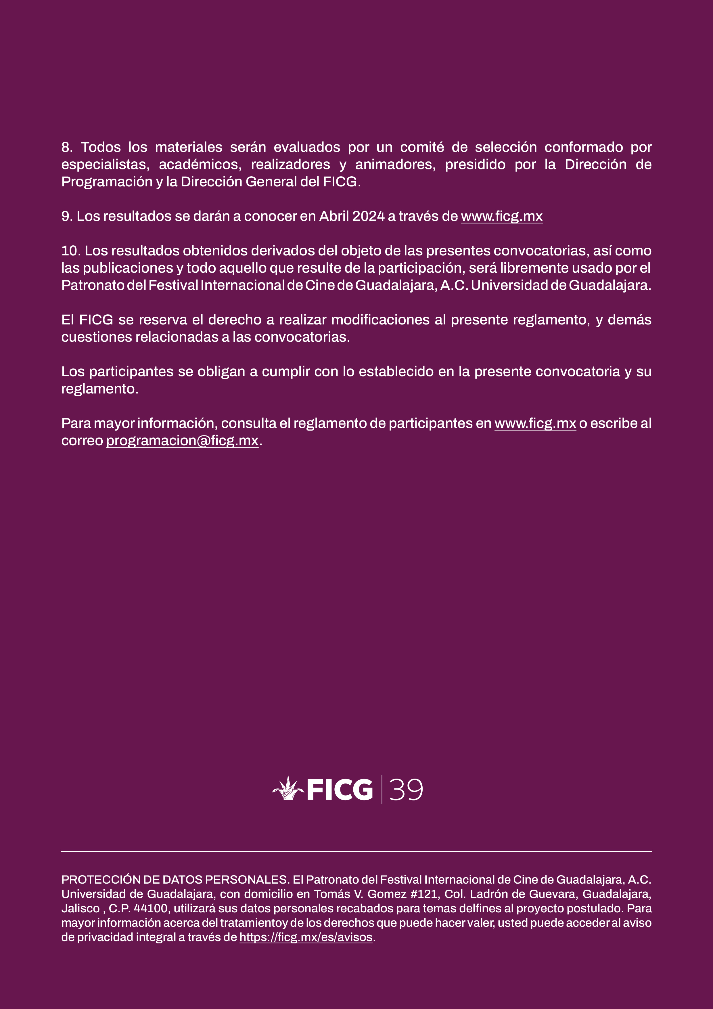 FICG 39 Convocatoria